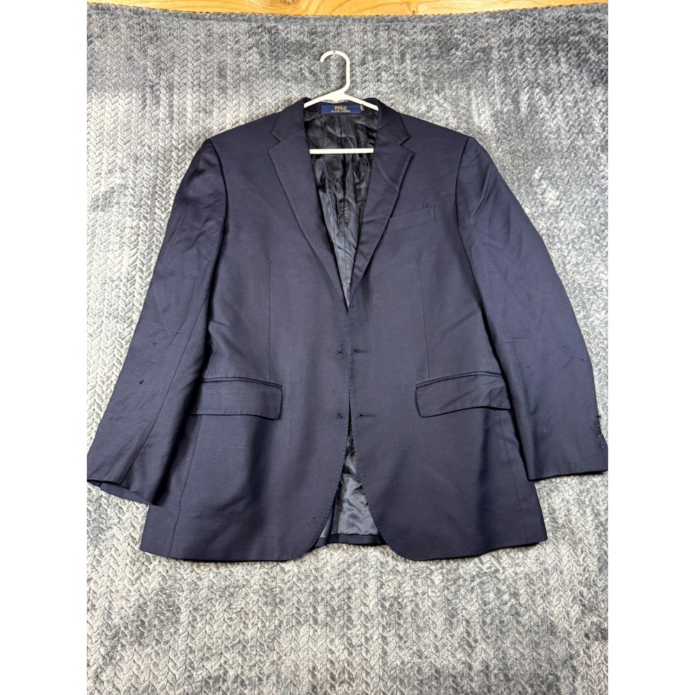 Polo Ralph Lauren Blazer Jacket Mens Blue Single Breasted Custom Fit Notch Lapel